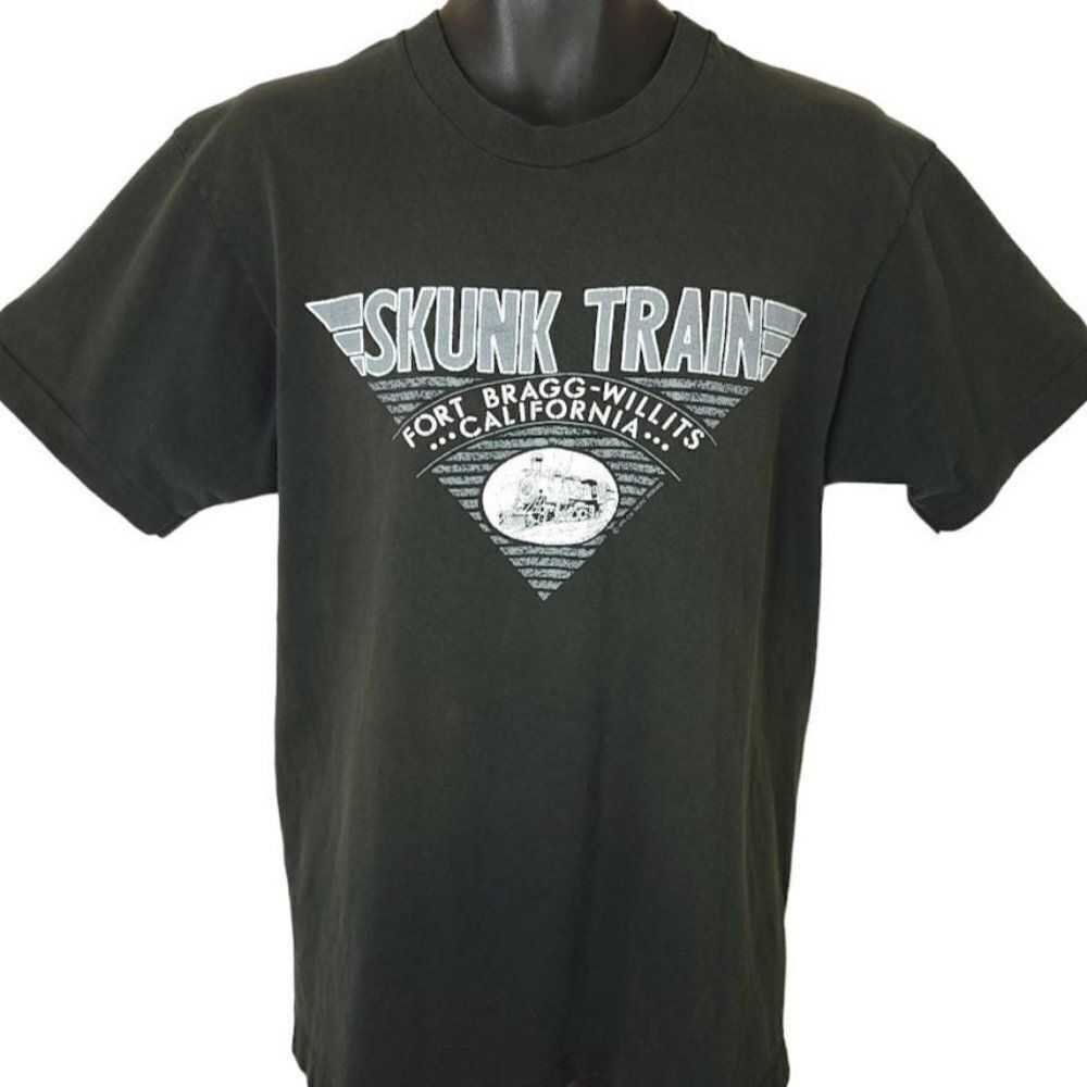 Skunk Train T Shirt Vintage 90s Fort Bragg-Willits California Mens Size Medium